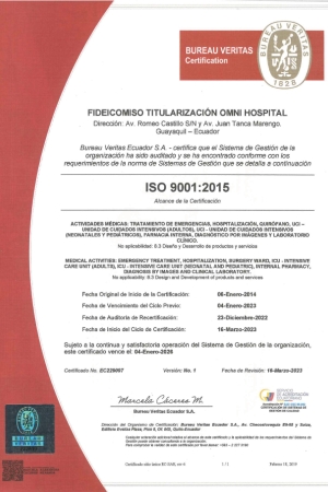 CERTIFICACIÓN ISO 9001 (OMNI HOSPITAL)